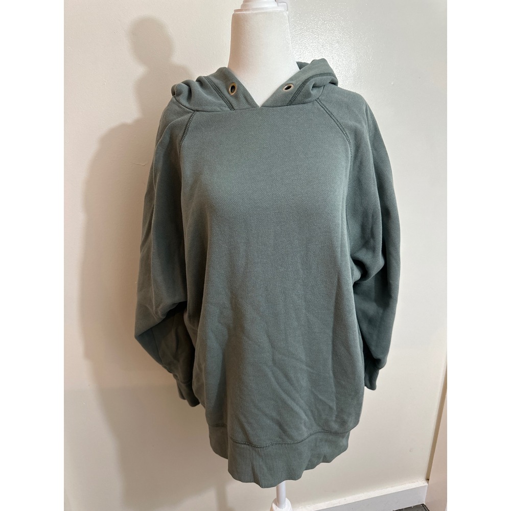 Aerie Womens Oversized Hoodie M Sage Green Raglan Fleece Pullover Sweatshirt